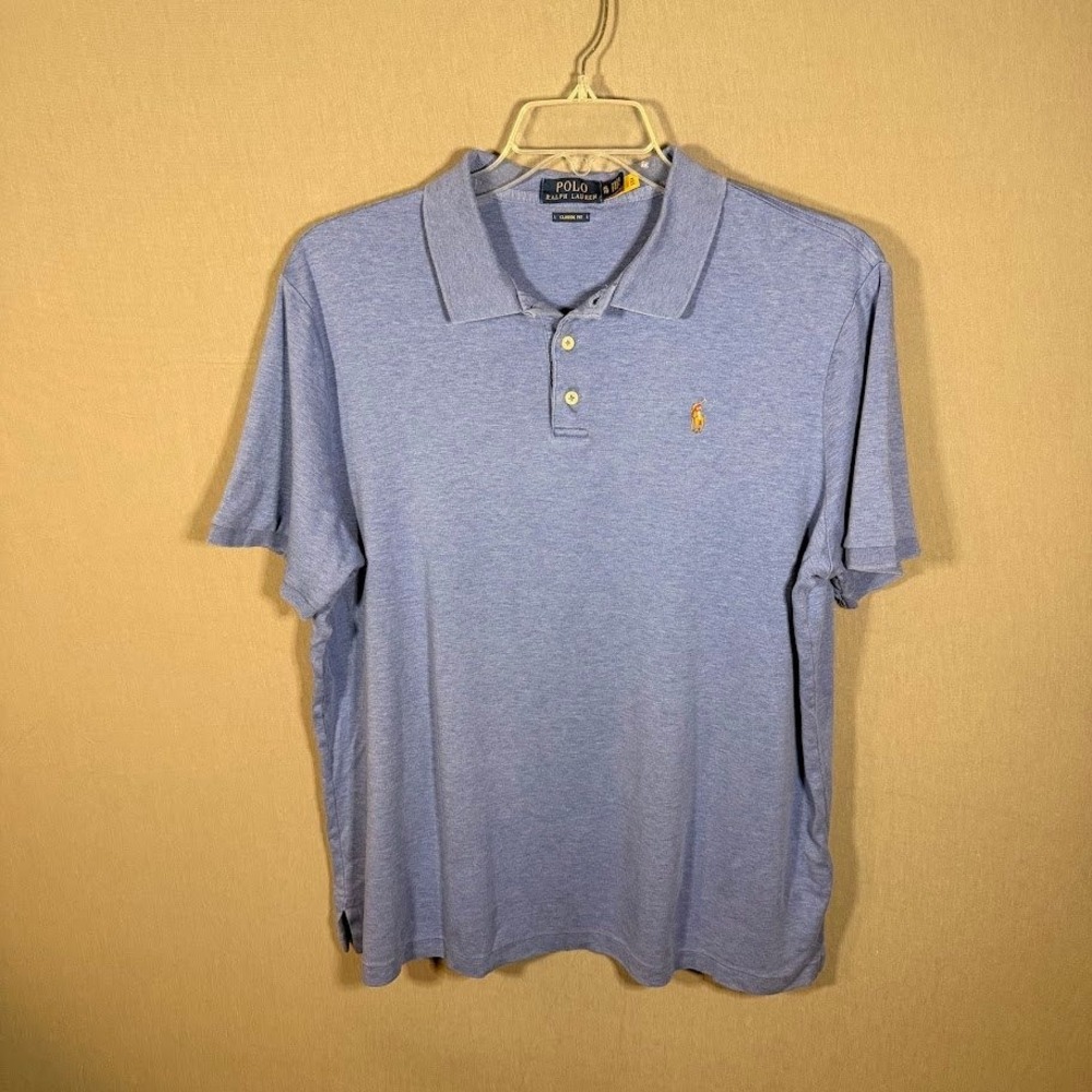 Polo Ralph Lauren Mens XL Classic Fit Blue Heather Short Sleeve Polo Shirt Prep